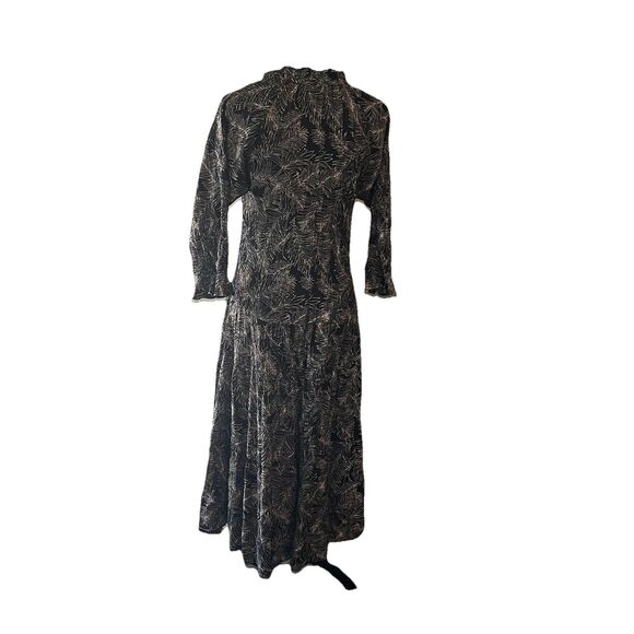 Easel Maxi Dress Small Tiered Oversized Black/beige Crinkle - Picture 2 of 4